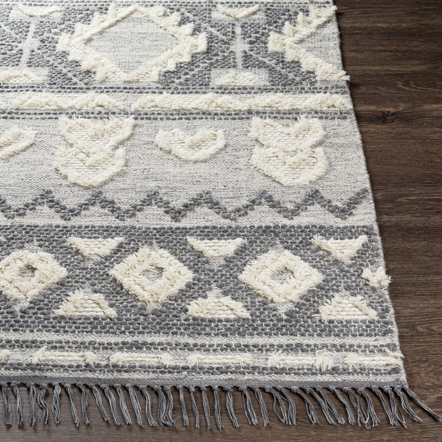 Cheyenne 120 X 96 inch Charcoal/Oatmeal/White/Cream Handmade Rug