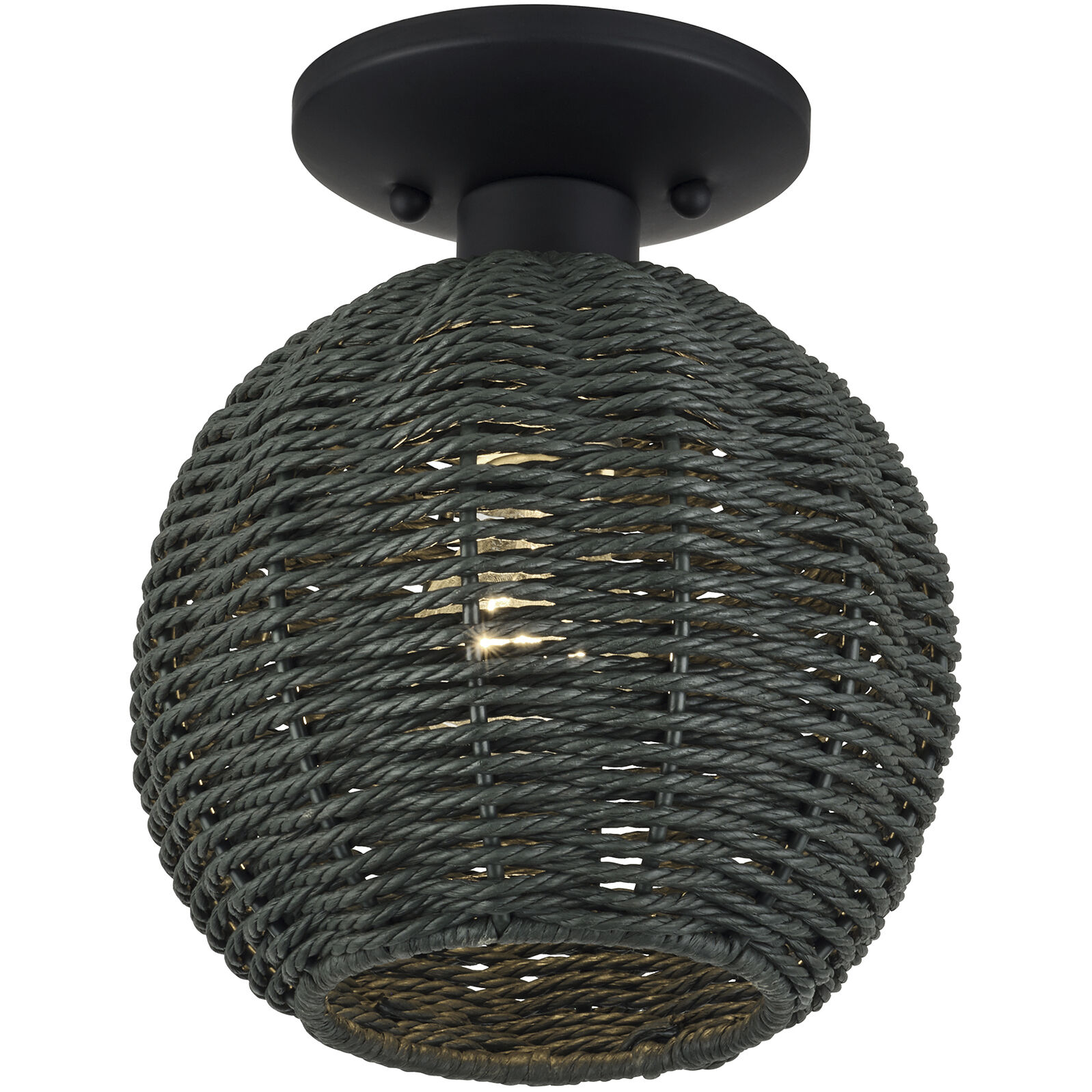 Deluna 1 Light 8 inch Black Semi Flush Mount Ceiling Light, Small