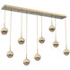 Cabochon LED 66.2 inch Gilded Brass with Travertine Stone Linear Multi-Pendant Ceiling Light in Bronze, 2700K LED