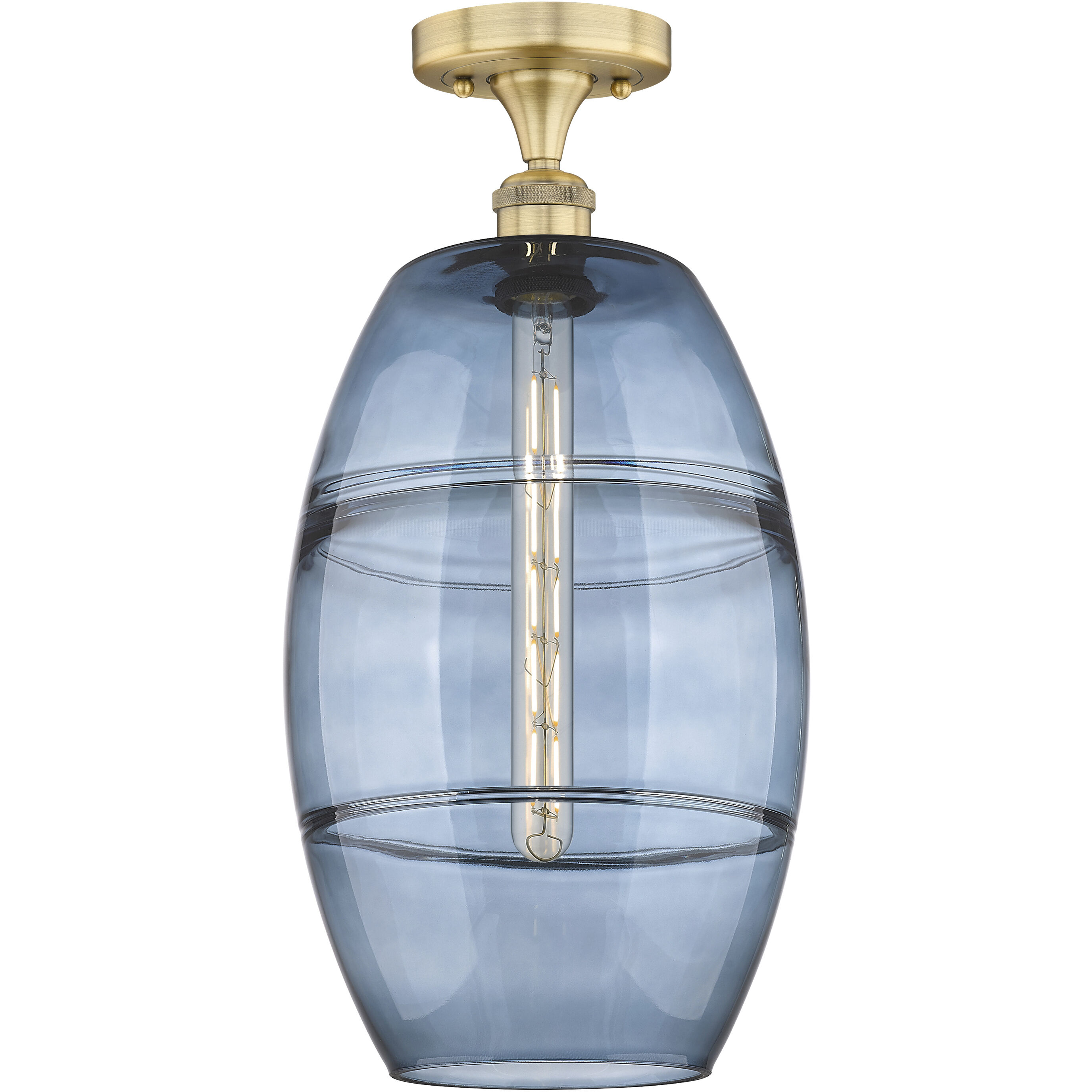 Edison Vaz 1 Light 10 inch Brushed Brass Semi-Flush Mount Ceiling Light