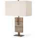 Turning Point 26 inch 150.00 watt Travertine and Brushed Antique Brass Table Lamp Portable Light