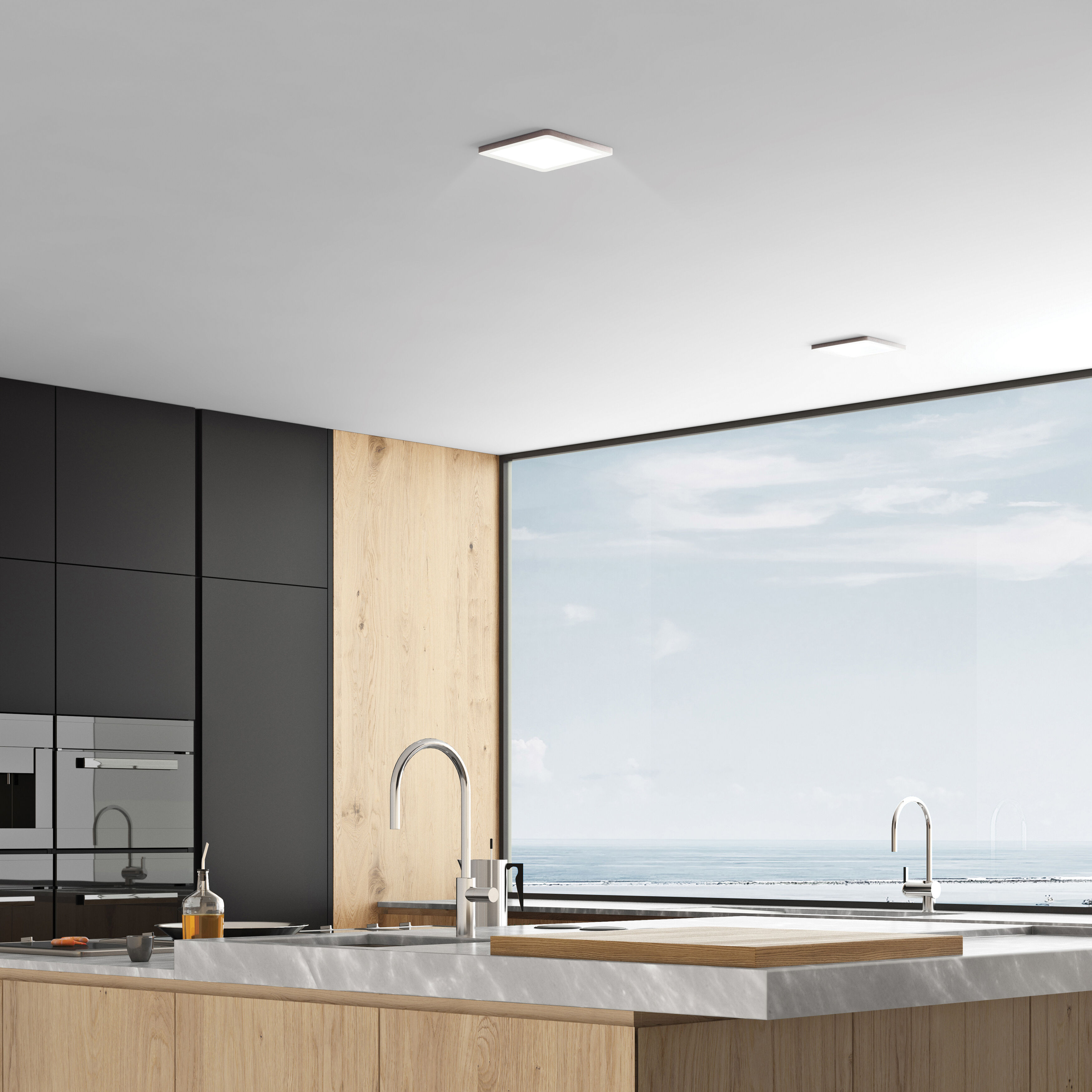 ModPLUS LED 8.5 inch Brushed Steel Flush Mount Ceiling Light, Square