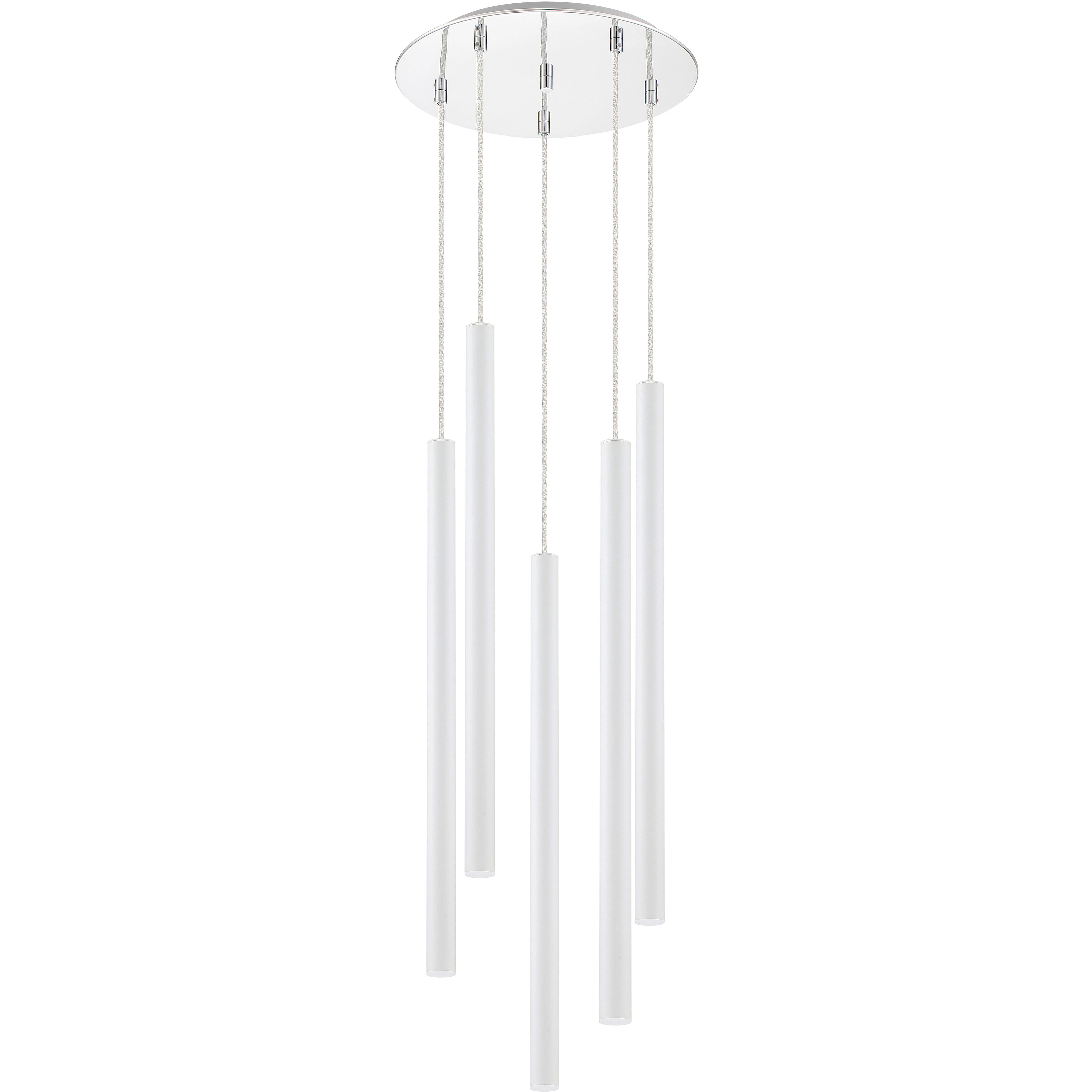 Forest LED 13.5 inch Chrome Chandelier Ceiling Light in 19, Matte White Steel