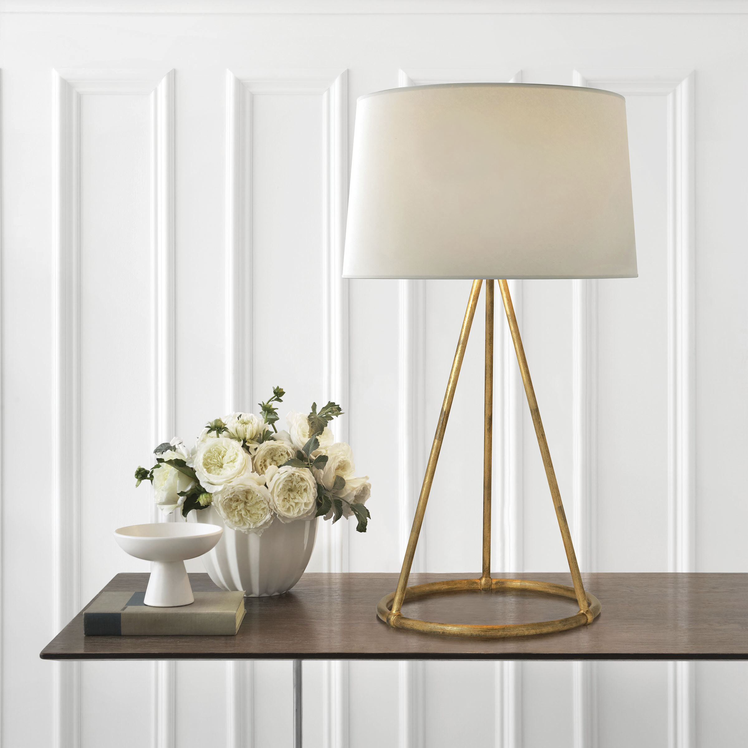 Thomas O'Brien Nina 31 inch 150.00 watt Gilded Iron Tapered Table Lamp Portable Light in Natural Paper