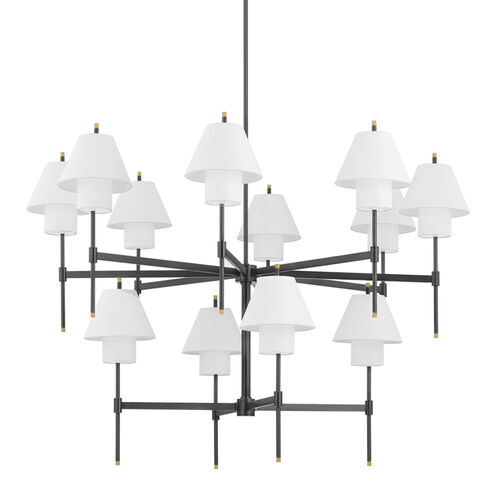 Glenmoore 12 Light 48.5 inch Aged Brass and Distressed Bronze Chandelier Ceiling Light