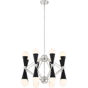 Crosby 16 Light 36 inch Polished Nickel and Matte Black with Glass Chandelier Ceiling Light
