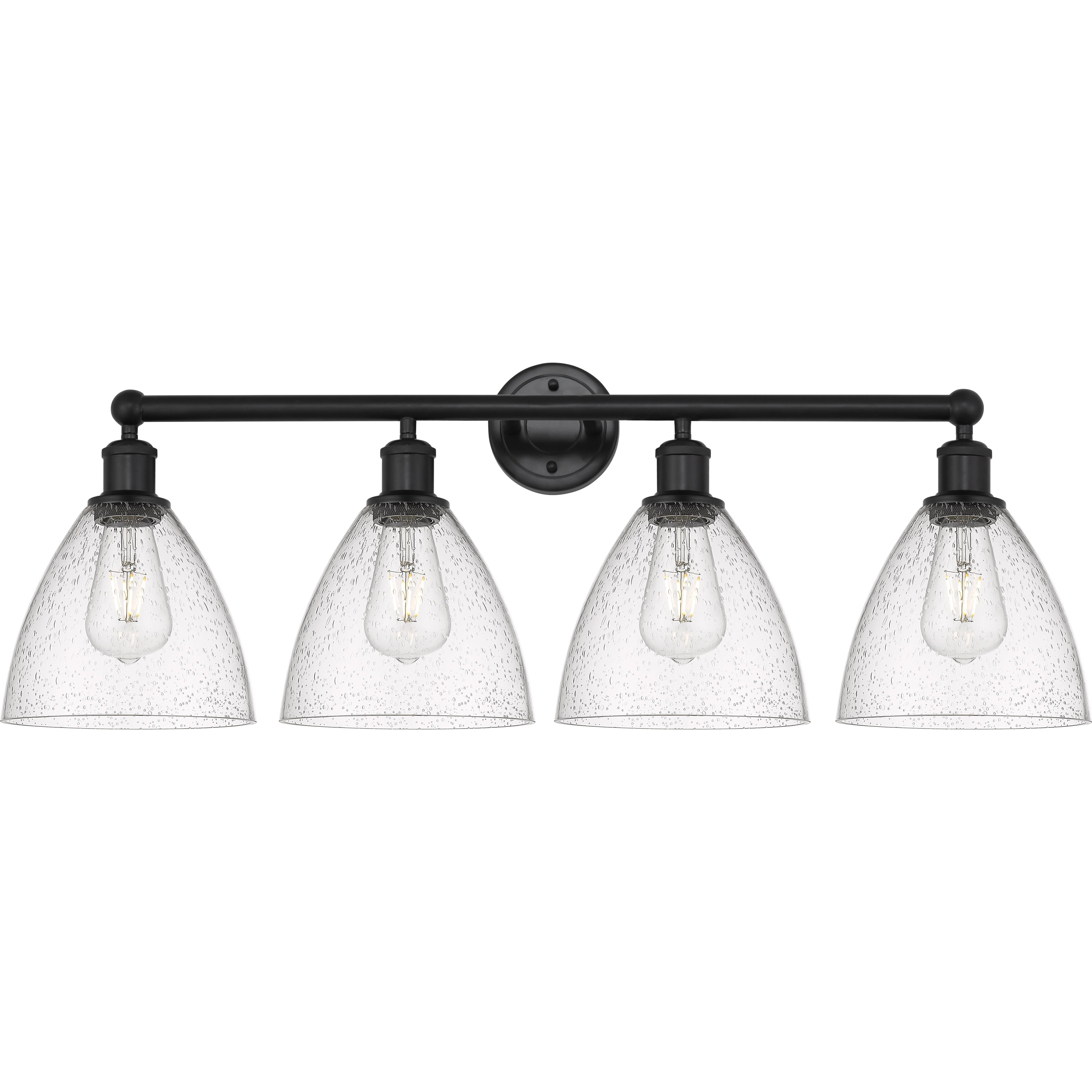 Edison Bristol Glass 4 Light 35 inch Matte Black Bath Vanity Light Wall Light in Seedy Glass
