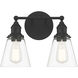 Barwell 2 Light 15 inch Coal Black Bath Vanity Light Wall Light