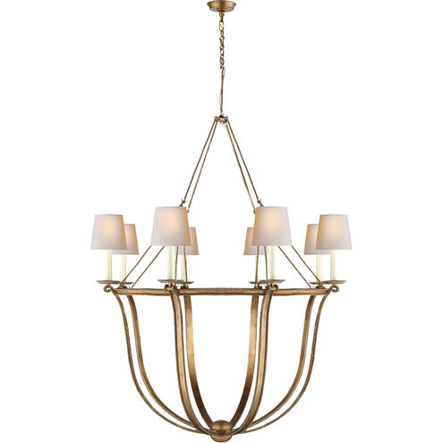 Chapman & Myers Lancaster 8 Light 41.5 inch Gilded Iron Chandelier Ceiling Light in Natural Paper