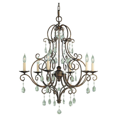 Chateau 6 Light 25 inch Mocha Bronze Chandelier Ceiling Light, Small