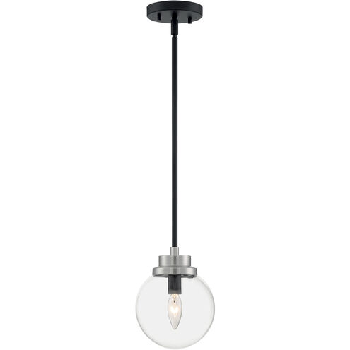 Axis 1 Light 8 inch Matte Black and Brushed Nickel Accents Pendant Ceiling Light