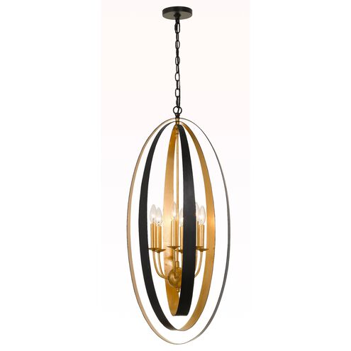 Luna 6 Light 16 inch English Bronze and Antique Gold Mini Chandelier Ceiling Light