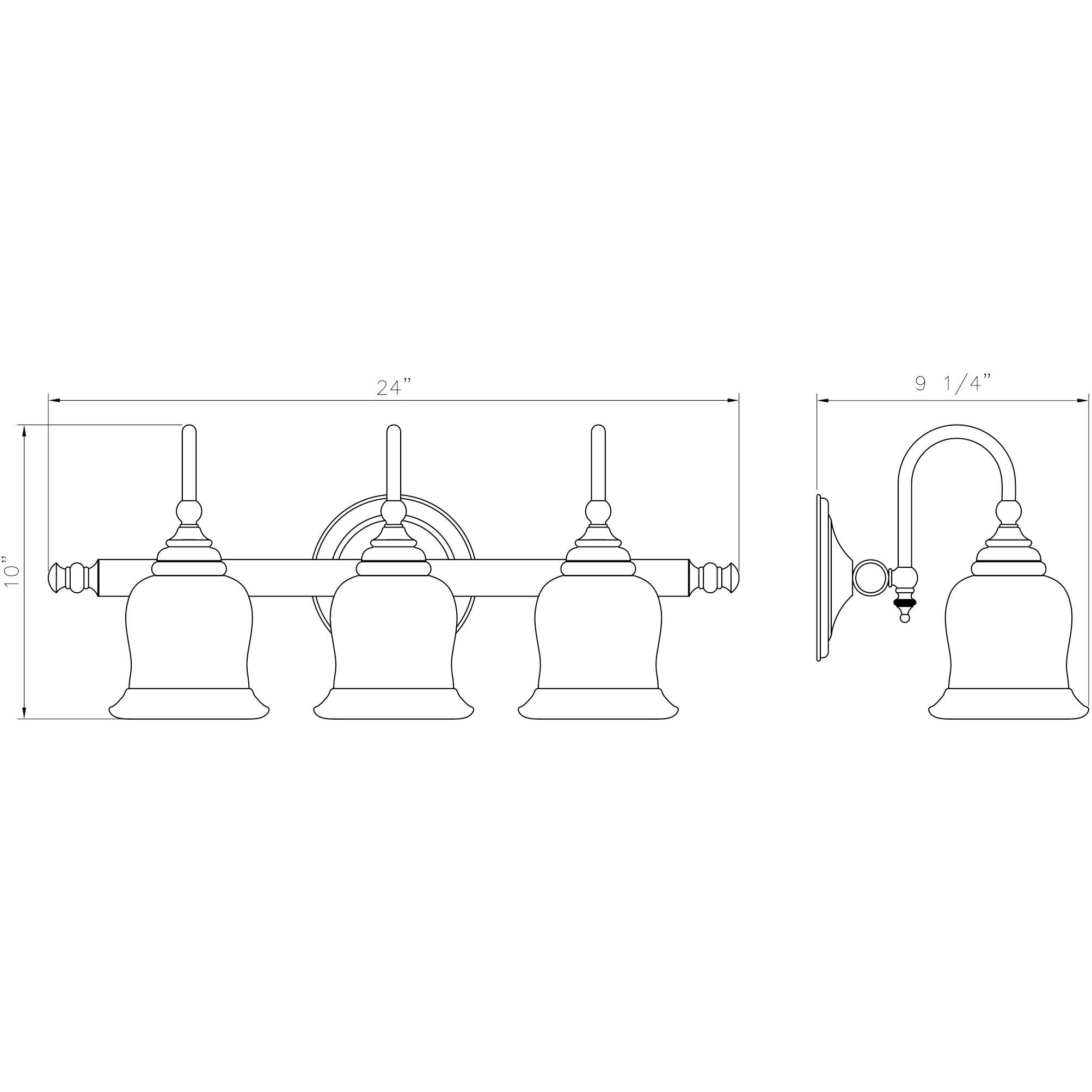 Brunswick 3 Light 24 inch Satin Nickel Bathroom Vanity Light Wall Light, Essentials