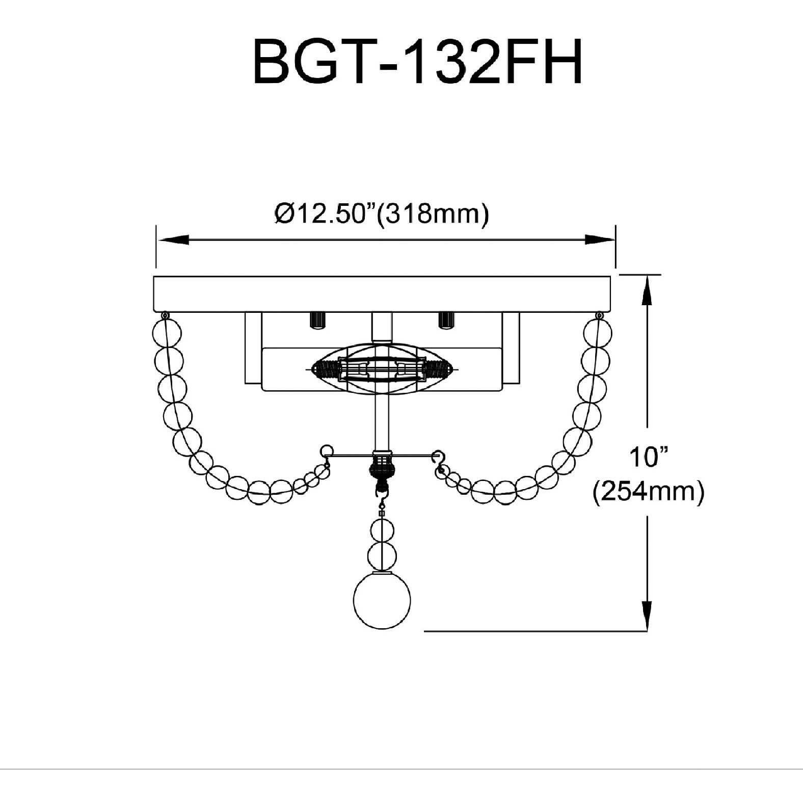 Bridget LED 13 inch Matte Black Flush Mount Ceiling Light, Beaded