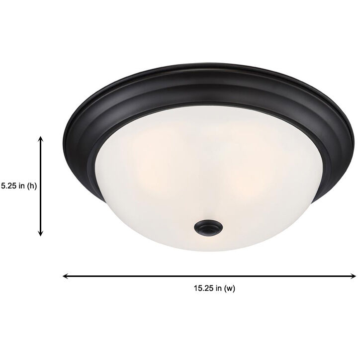 Decorative 3 Light 15 inch Oil Rubbed Bronze Flushmount Ceiling Light in Etched, Large