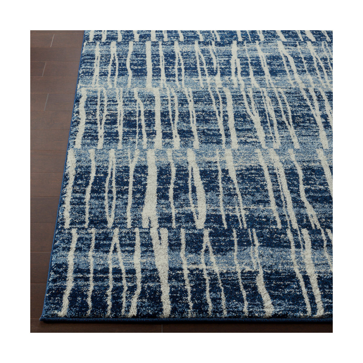 Baylee 91 X 63 inch Dark Blue/Bright Blue/Cream/Silver Gray Rugs, Polypropylene