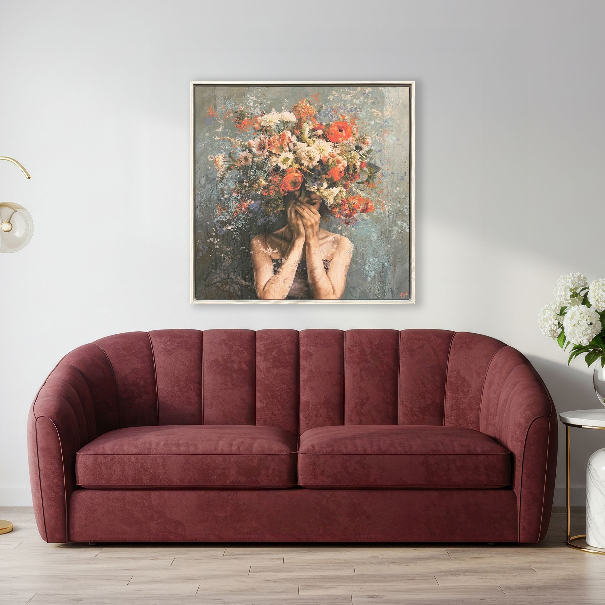 Flower Face Red and Blue and Green and Multi Canvas