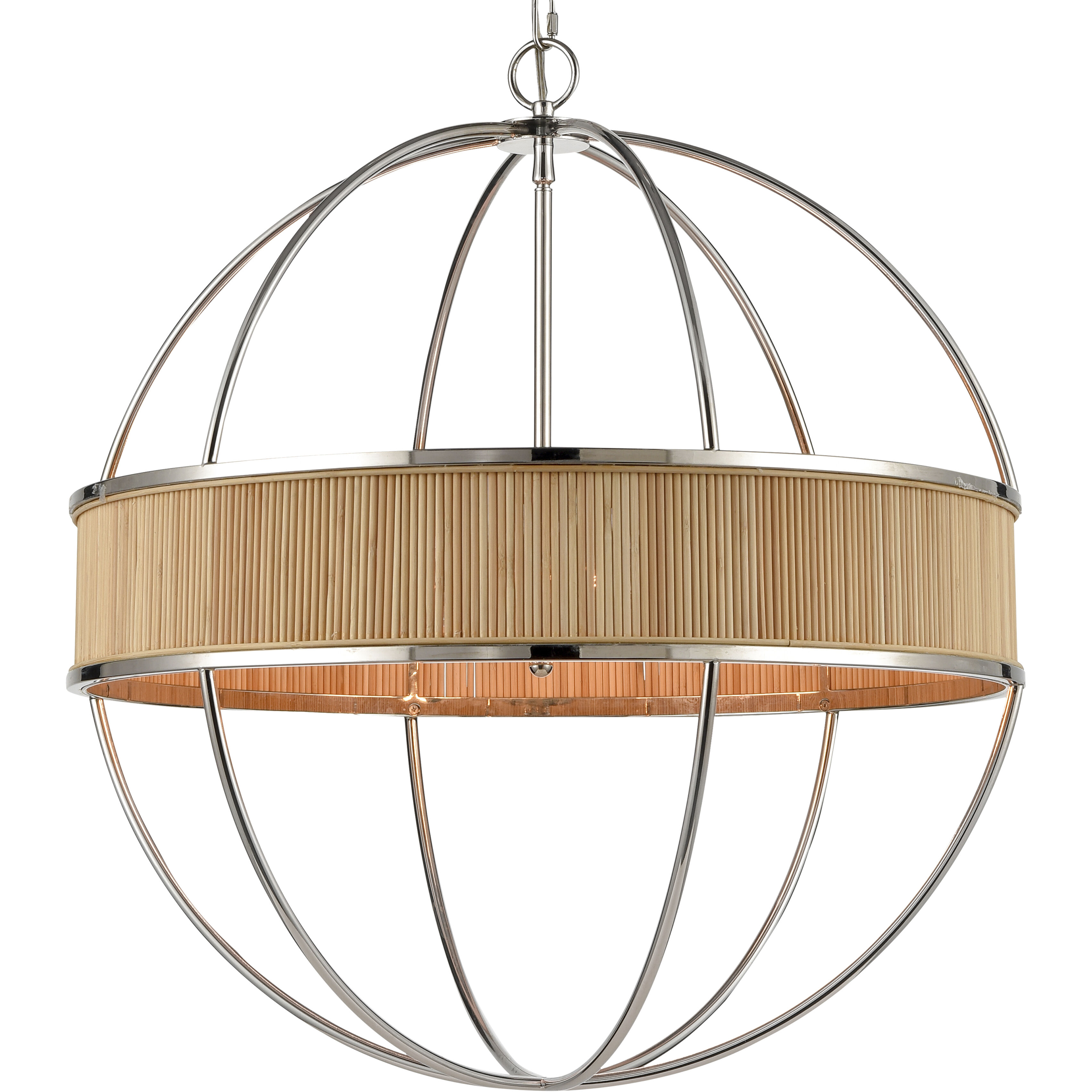 Ural 6 Light 24 inch Polished Nickel with Natural Chandelier Ceiling Light