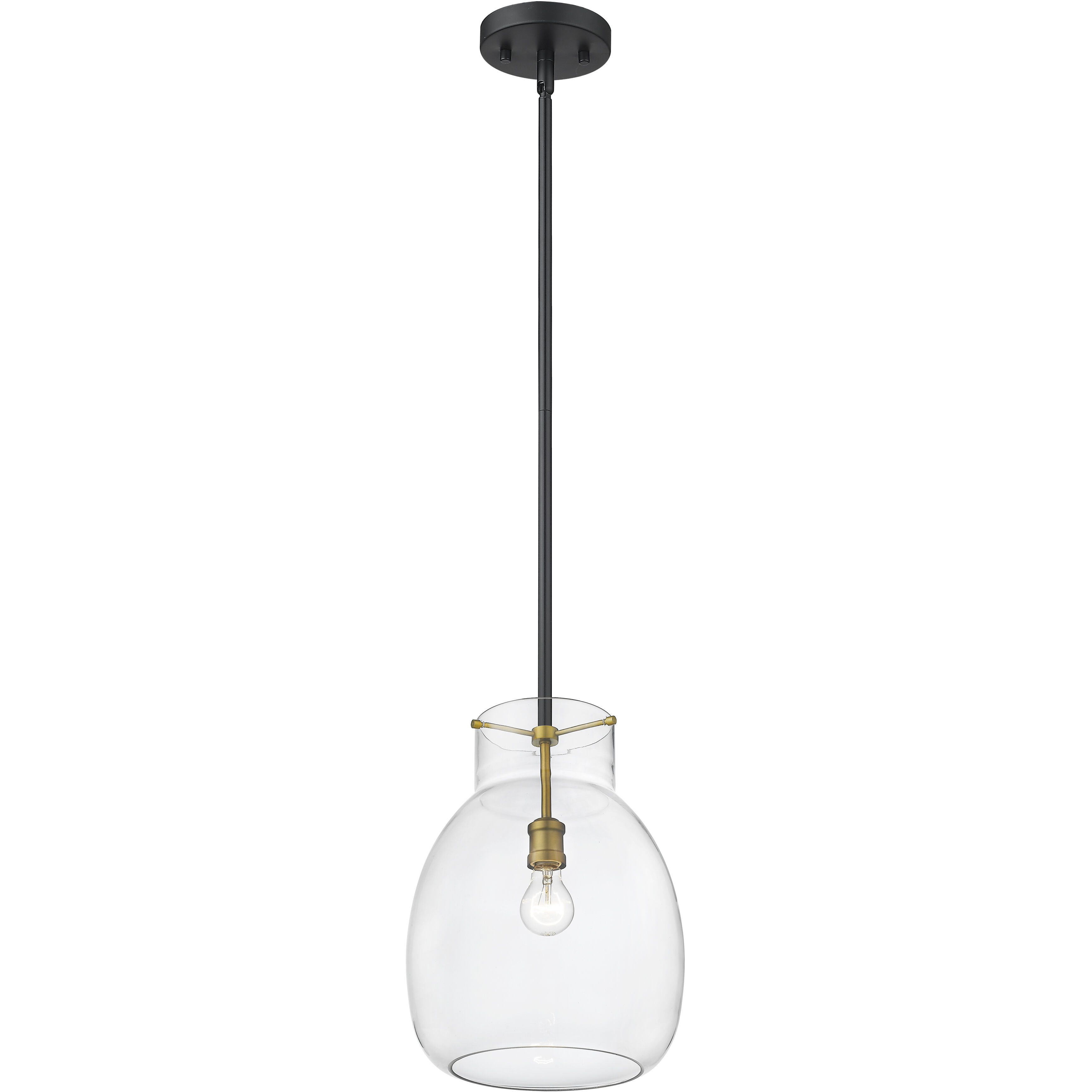 Bella 1 Light 12 inch Matte Black and Olde Brass Pendant Ceiling Light