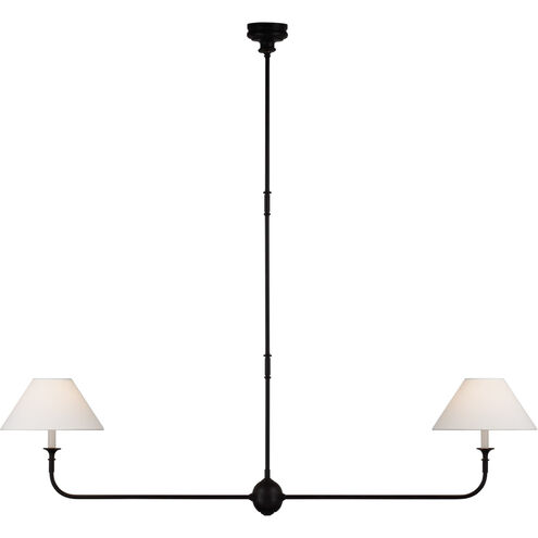 Thomas O'Brien Piaf LED 62 inch Aged Iron and Ebonized Oak Linear Pendant Ceiling Light, Large