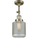 Franklin Restoration Stanton LED 6 inch Antique Brass Sconce Wall Light in Clear Wire Mesh Glass, Franklin Restoration