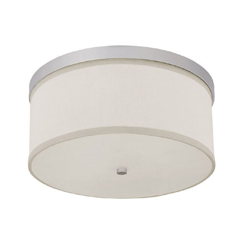 Midtown 3 Light 16 inch Matte Nickel Flush Mount Ceiling Light in White Fabric Shade