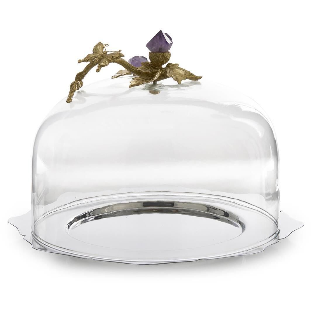 Amethyst Sprig 13 X 9.5 inch Decorative Cloche, Large