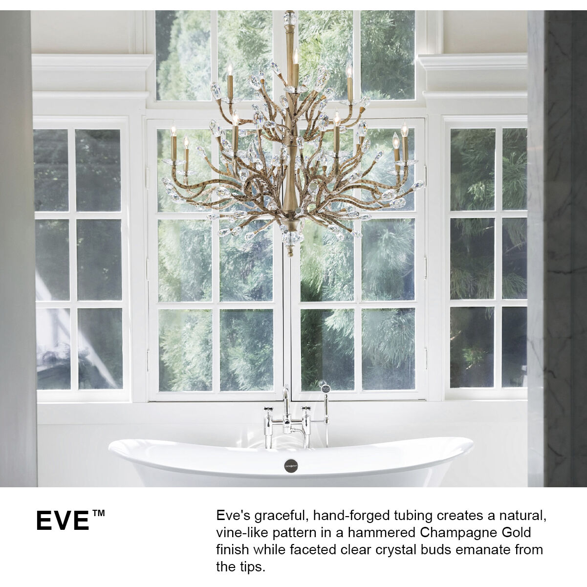 Eve LED 24 inch Champagne Gold Chandelier Ceiling Light, Orb