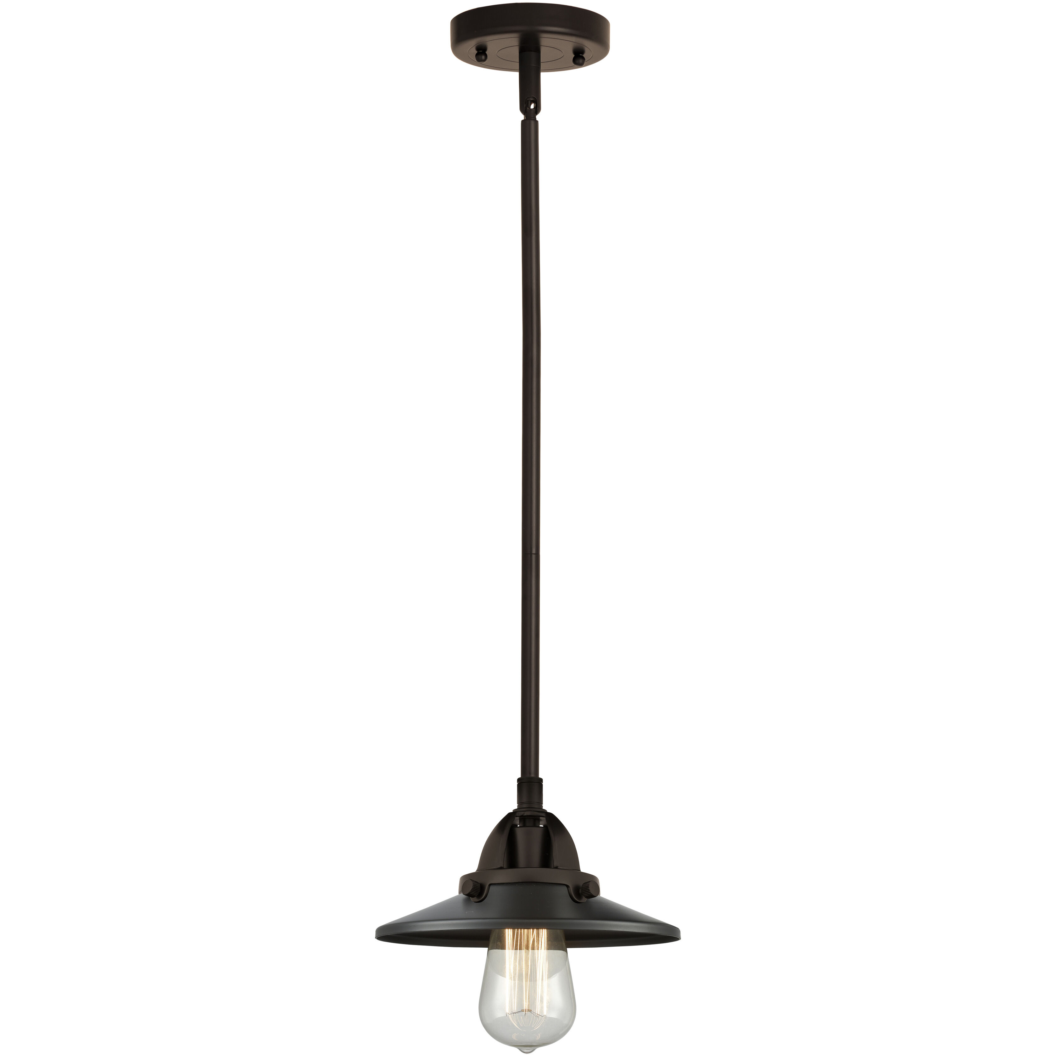 Nouveau 2 Railroad 1 Light 8 inch Oil Rubbed Bronze Mini Pendant Ceiling Light in Incandescent