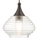 Art Glass 1 Light 8 inch English Bronze Mini Pendant Ceiling Light in Shiny Dark Gray