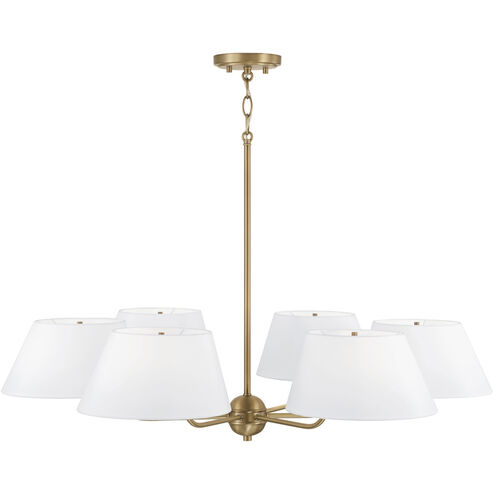 Welsley 6 Light 36 inch Aged Brass Chandelier Ceiling Light