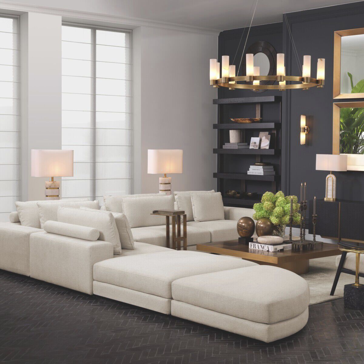 Castro 12 Light 53.54 inch Antique Brass with Alabaster Chandelier Ceiling Light