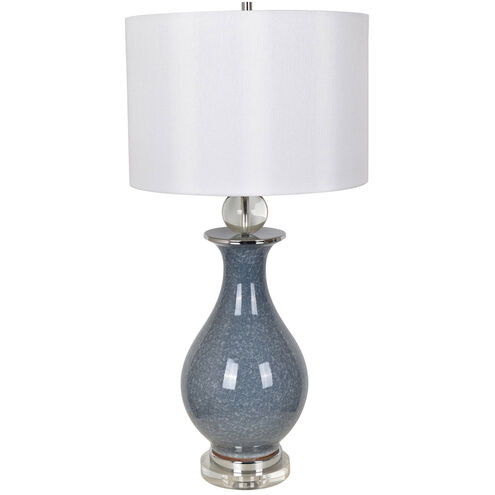 Francis 33 inch 150 watt Blue Crackle and Crystal Table Lamp Portable Light