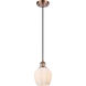 Ballston Norfolk LED 5.75 inch Antique Copper Mini Pendant Ceiling Light in Matte White Glass, Black Textured