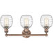 Belfast 3 Light 24 inch Antique Copper and Deco Swirl Bath Vanity Light Wall Light