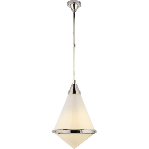 Thomas O'Brien Gale 1 Light 15.5 inch Polished Nickel Pendant Ceiling Light in White Glass, Large