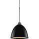 Classic 1 Light 9.6 inch Matte Chrome Large Pendant Ceiling Light in Black