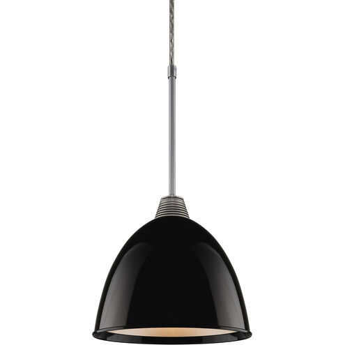 Classic 1 Light 9.6 inch Matte Chrome Large Pendant Ceiling Light in Black