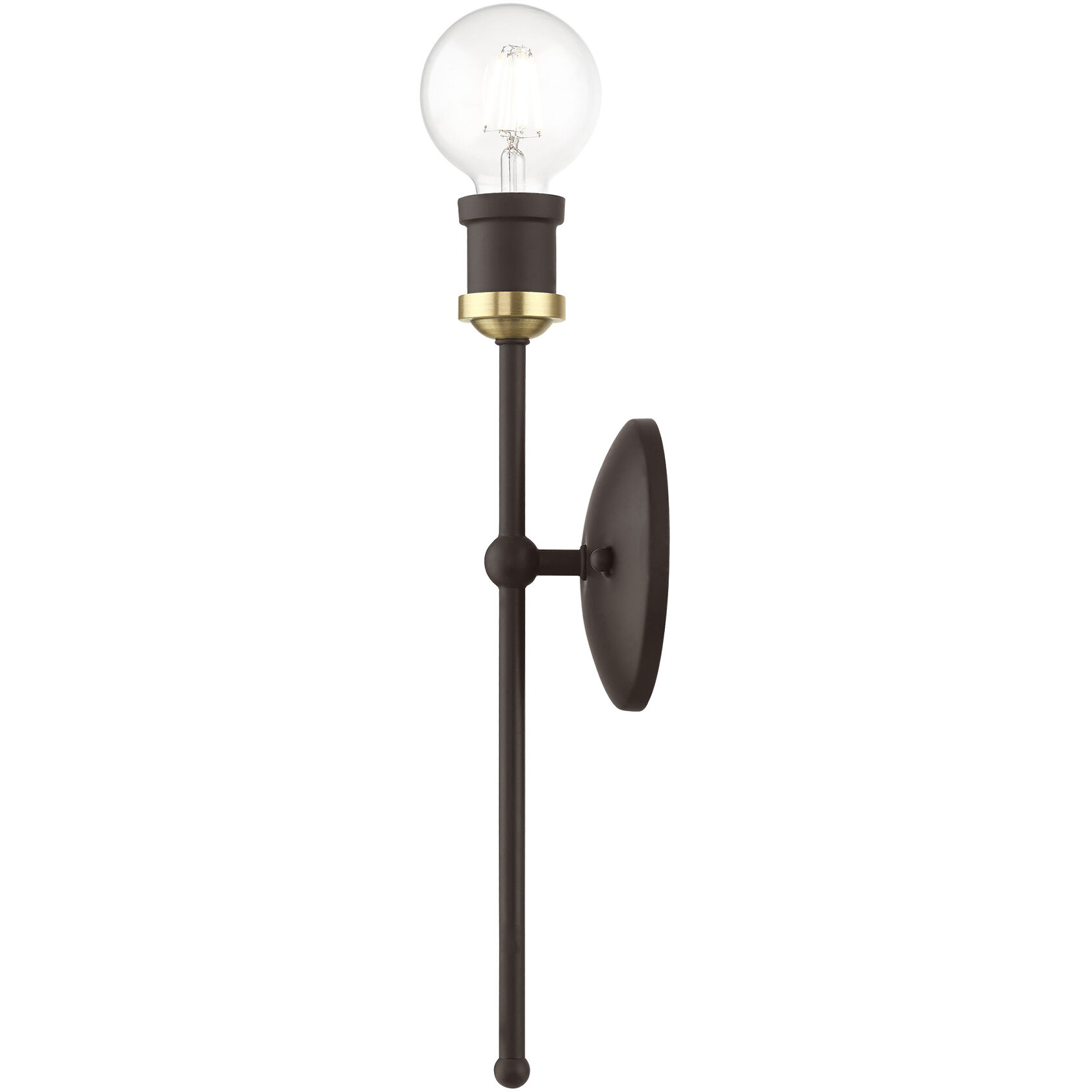 Lansdale 1 Light 5 inch Bronze with Antique Brass Accents ADA Single Sconce Wall Light, Single
