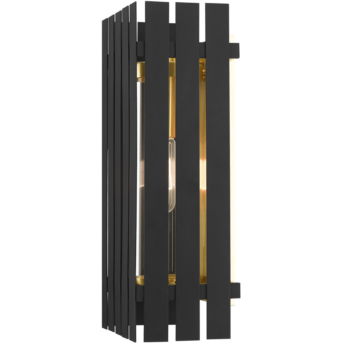 Greenwich 1 Light 17 inch Black with Satin Brass Accents Outdoor Wall Lantern