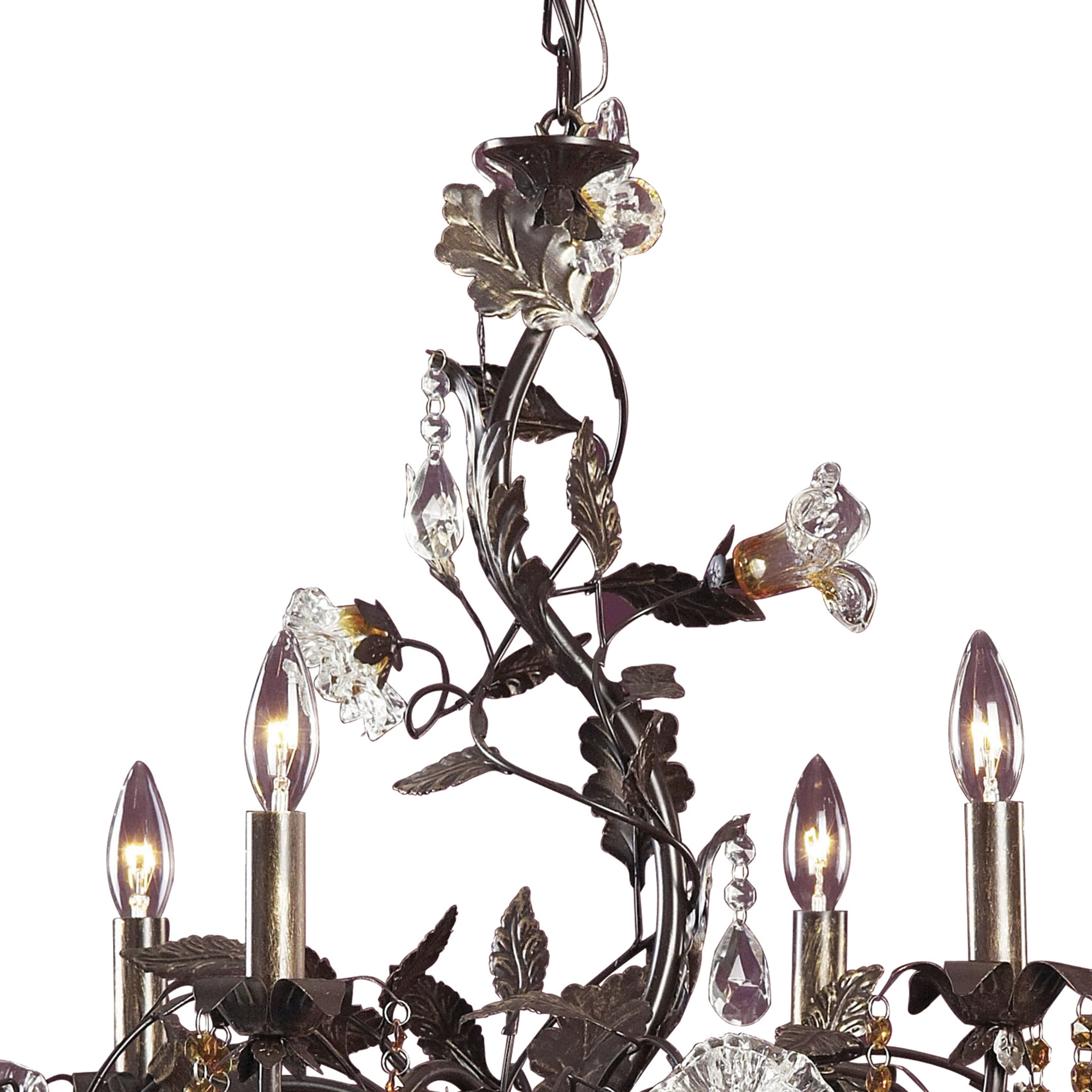 Cristallo Fiore 6 Light 29 inch Bronze Chandelier Ceiling Light