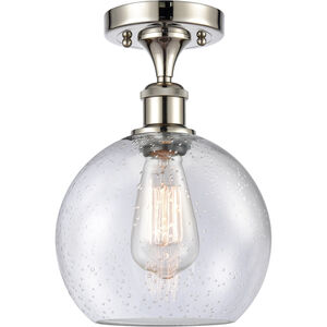 Ballston Athens LED 8 inch Polished Nickel Semi-Flush Mount Ceiling Light in Seedy Glass, Ballston