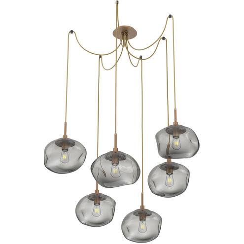 Nova 6 Light 19 inch Novel Brass Swag Multi-Pendant Ceiling Light in Smoke