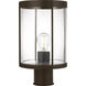 Luning 1 Light 13.38 inch Antique Bronze Outdoor Post Lantern in Incandescent, Clear Glass
