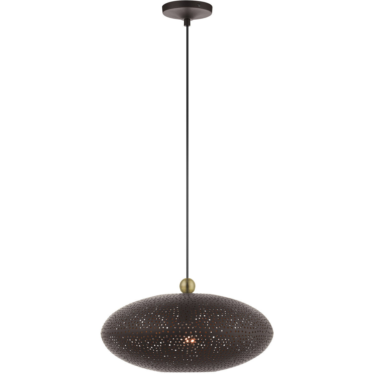 Dublin 1 Light 16 inch Bronze with Antique Brass Accents Pendant Ceiling Light
