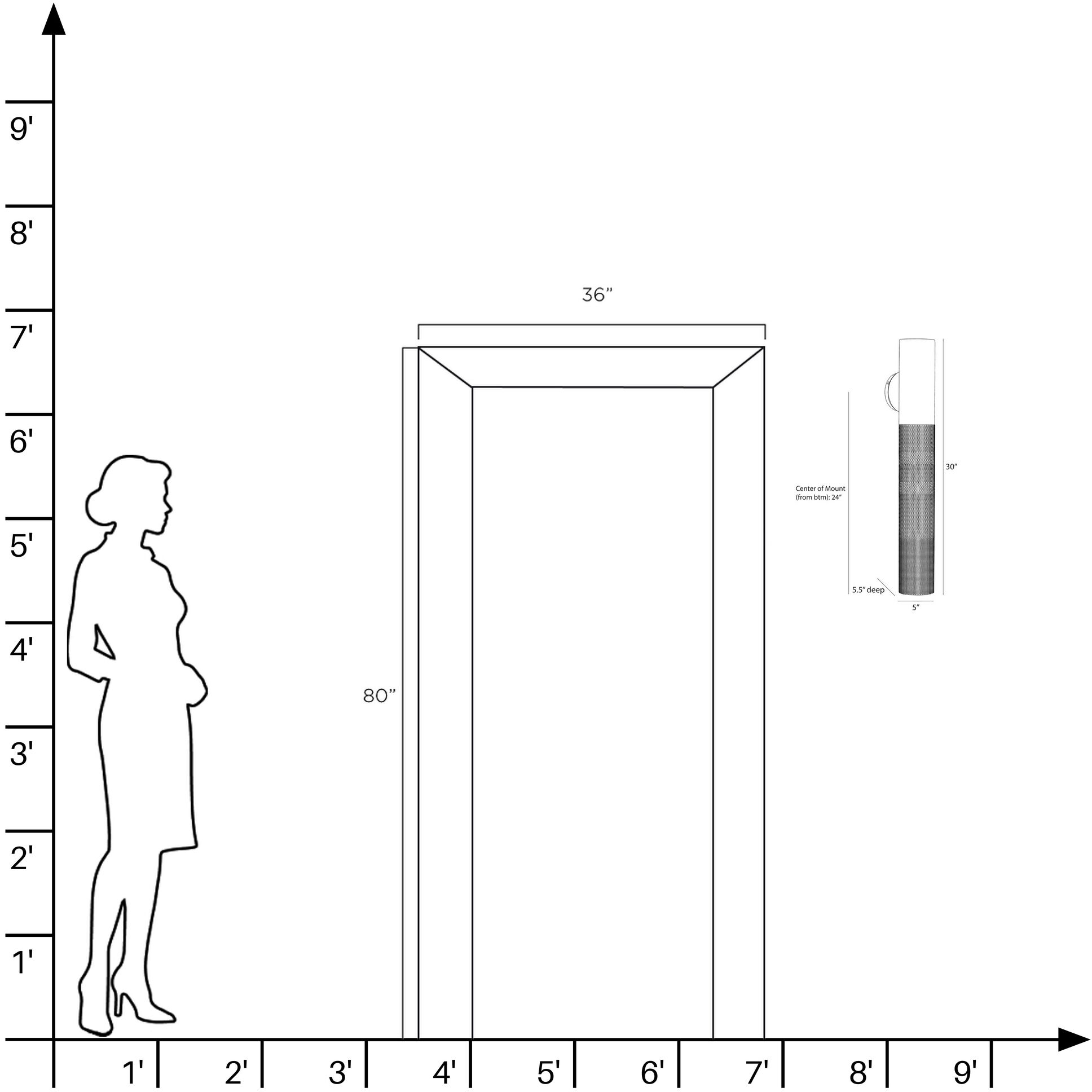 Punch 1 Light 30 inch Marine Grade Matte Black Outdoor Sconce, Large
