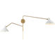 Modern 2 Light 86 inch White with Natural Brass Wall Sconce Wall Light