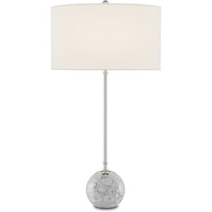 Villette 31 inch 150.00 watt Gray & White Veined Marble/Polished Nickel Table Lamp Portable Light