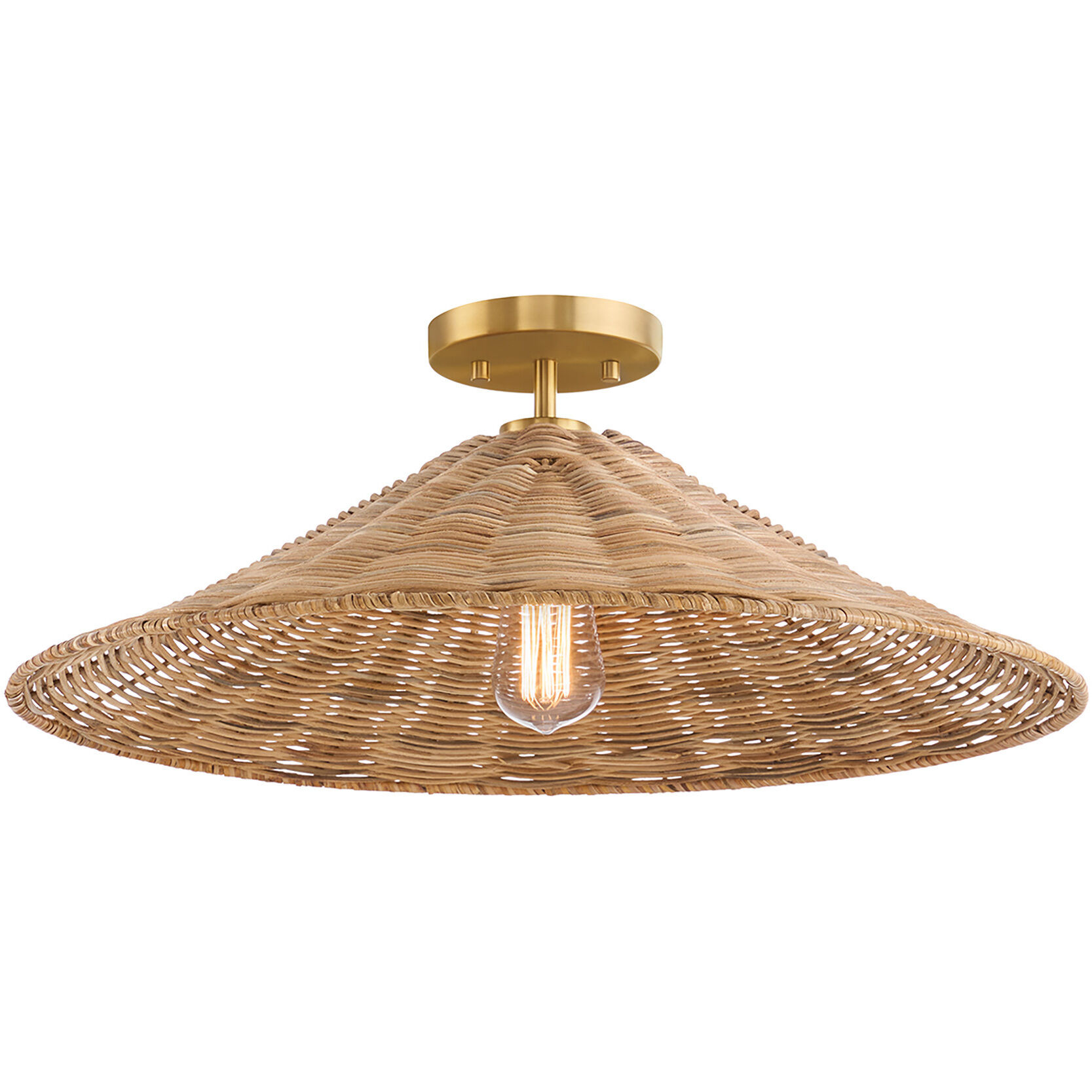 Bohemian 1 Light 22 inch Natural Brass Semi-Flush Ceiling Light