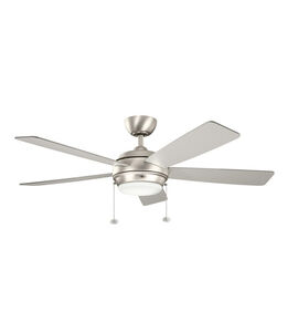 Starkk 52 inch Brushed Nickel with Silver HT-567Snc Blades Indoor/Outdoor Ceiling Fan in Silver/Walnut